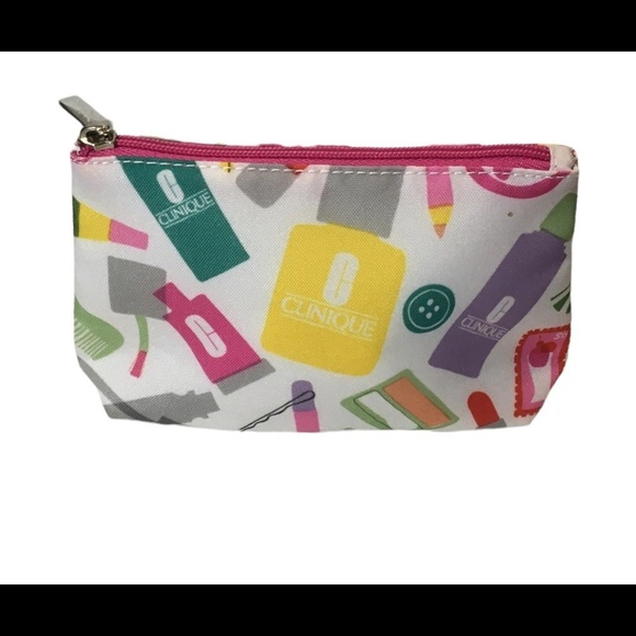 CLINIQUE Cosmetic makeup/ travel bag multi color zippered logo bag - Picture 6 of 7